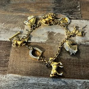 Gold plated crystal horse bracelet